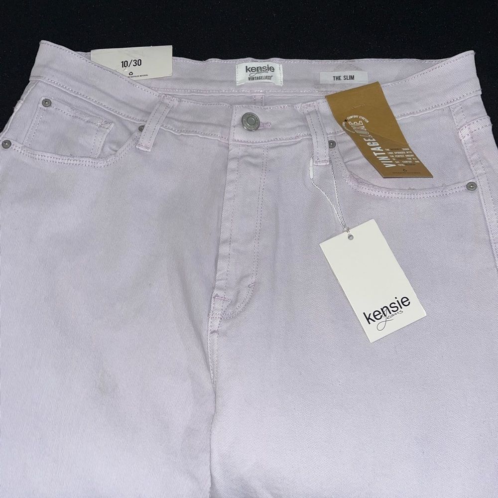 Kensie size 10/30 lilac denim slim fit with raw edge hem NWT - Picture 9 of 14